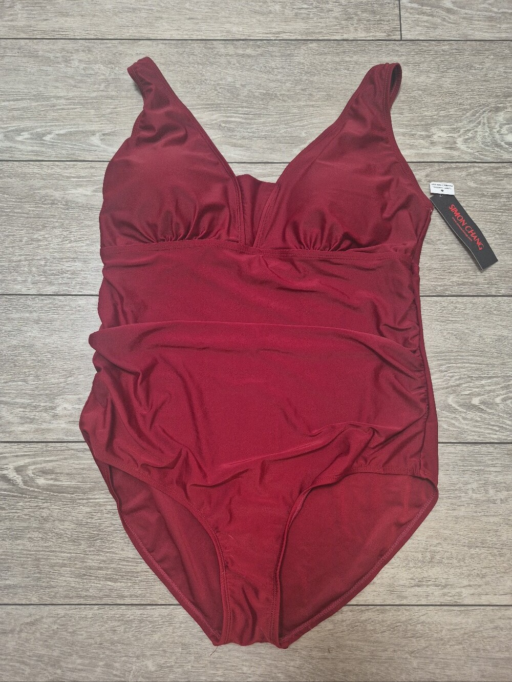Simon Chang Women's One Piece Maroon Swimsuit With Tummy Control Molded Cups 1X